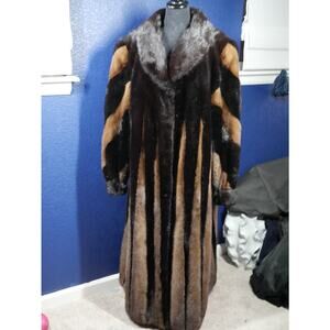Striking two tone Full Length Mink Fur Coat Jacket XL Plus Unisex